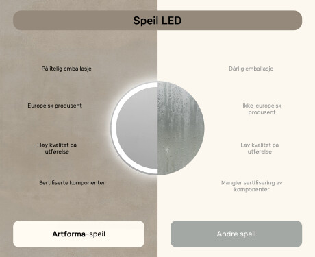 Rundt Speil Til Bad Med Lys 60cm med kaldt LED-lys 7000K, varmt lys 3000K eller nøytralt lys 4500K #6