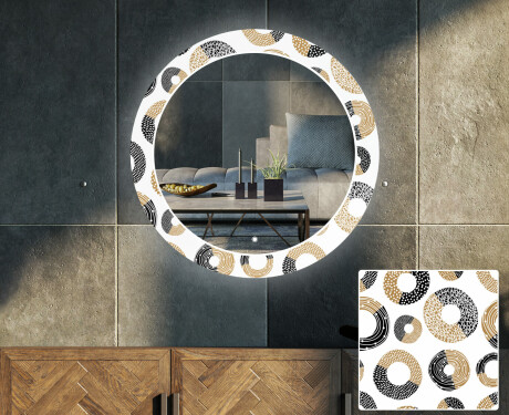 Rundt Dekorativt Speil Med LED-belysning Til Stue - Donuts #1