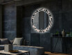 Rundt Dekorativt Speil Med LED-belysning Til Stue - Lines #2