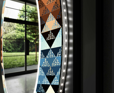 Rundt Dekorativt Speil Med LED-belysning Til Stue - Color Triangles #11