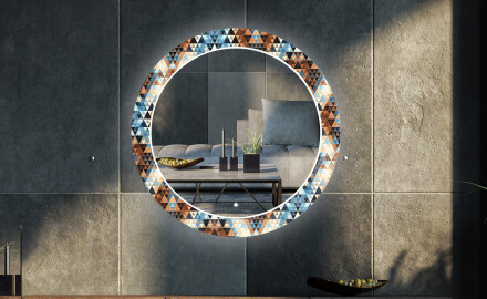 Rundt Dekorativt Speil Med LED-belysning Til Stue - Color Triangles