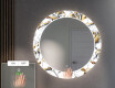 Rundt Dekorativt Speil Med LED-belysning Til Spisestue - Golden Flowers #5