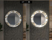 Rundt Dekorativt Speil Med LED-belysning Til Spisestue - Golden Flowers #7