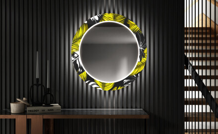 Rundt Dekorativt Speil Med LED-belysning Til Spisestue - Gold Jungle