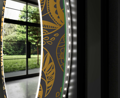 Rundt Dekorativt Speil Med LED-belysning Til Spisestue - Ancient Pattern #11