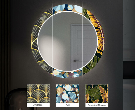 Rundt Dekorativt Speil Med LED-belysning Til Spisestue - Ancient Pattern #6