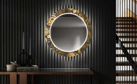 Rundt Dekorativt Speil Med LED-belysning Til Spisestue - Ancient Pattern