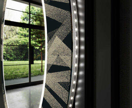 Rundt Dekorativt Speil Med LED-belysning Til Stue - Dotted Triangles #11