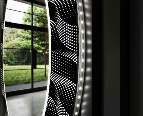 Rundt Dekorativt Speil Med LED-belysning Til Stue - Dark Wave #11