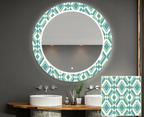 Et Rundt Dekorativt Speil Med Led-belysning Til Barnerom - Abstract Seamless #1