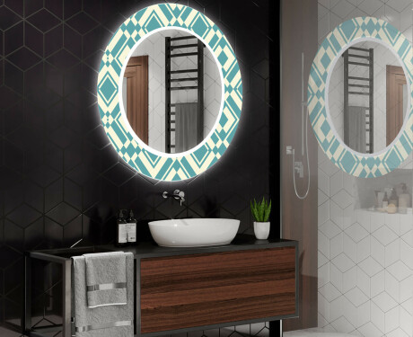 Et Rundt Dekorativt Speil Med Led-belysning Til Barnerom - Abstract Seamless #2