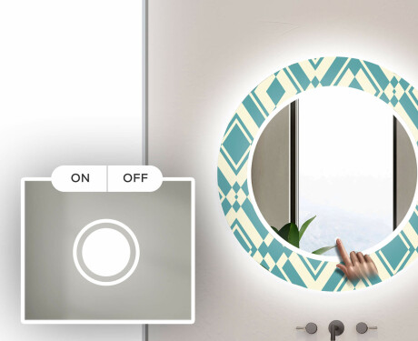 Et Rundt Dekorativt Speil Med Led-belysning Til Barnerom - Abstract Seamless #4
