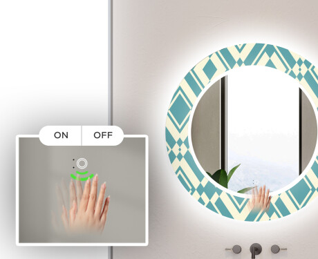 Et Rundt Dekorativt Speil Med Led-belysning Til Barnerom - Abstract Seamless #5