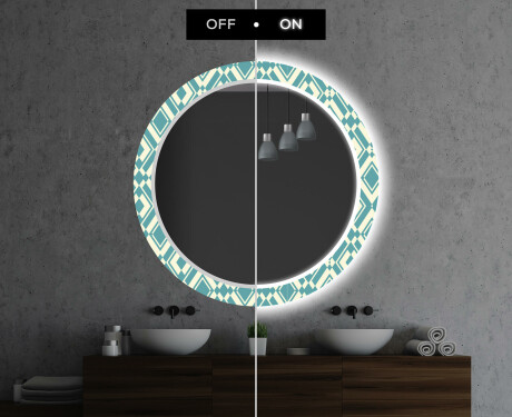 Et Rundt Dekorativt Speil Med Led-belysning Til Barnerom - Abstract Seamless #7