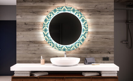 Et Rundt Dekorativt Speil Med Led-belysning Til Barnerom - Abstract Seamless