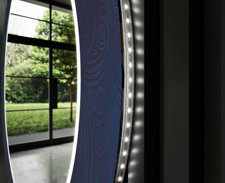 Et Rundt Dekorativt Speil Med Led-belysning Til Barnerom - Blue Drawing #11