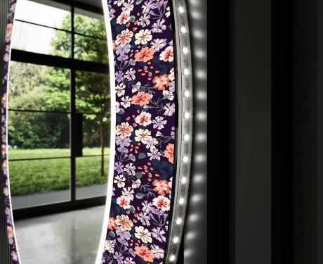 Et Rundt Dekorativt Speil Med Led-belysning Til Barnerom - Elegant Flowers #11