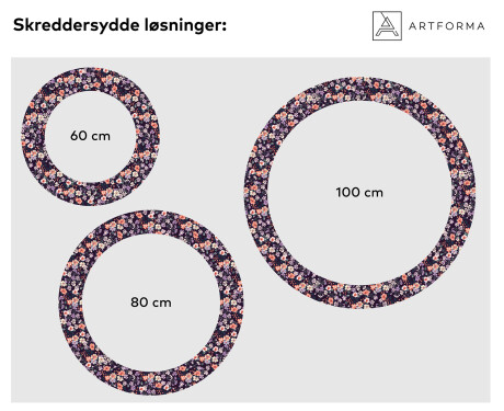 Et Rundt Dekorativt Speil Med Led-belysning Til Barnerom - Elegant Flowers #2