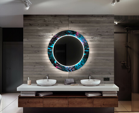 Et Rundt Dekorativt Speil Med Led-belysning Til Barnerom - Fluo Tropic #12