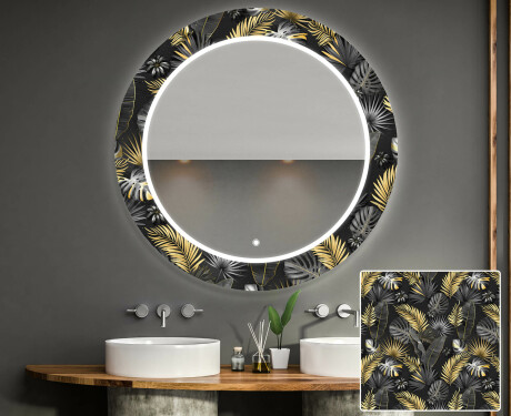 Et Rundt Dekorativt Speil Med Led-belysning Til Barnerom - Goldy Palm #1