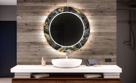 Et Rundt Dekorativt Speil Med Led-belysning Til Barnerom - Goldy Palm