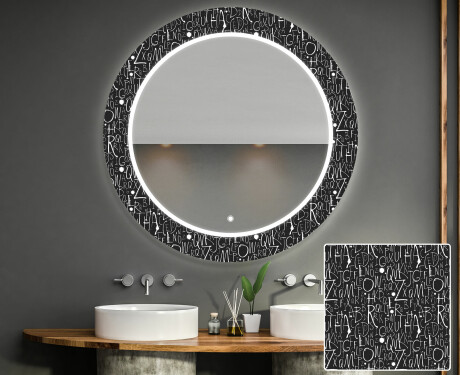 Et Rundt Dekorativt Speil Med Led-belysning Til Barnerom - Ghotic