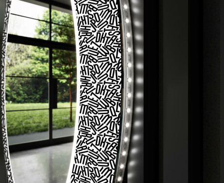 Et Rundt Dekorativt Speil Med Led-belysning Til Barnerom - Letters #11