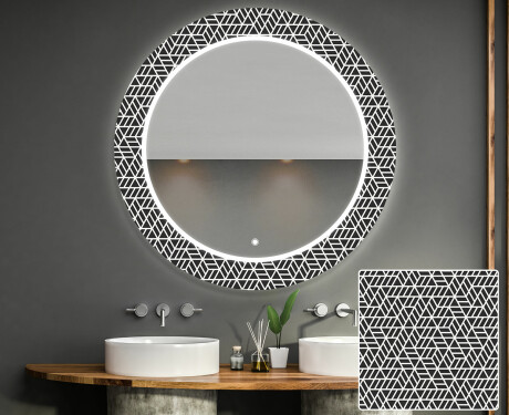 Et Rundt Dekorativt Speil Med Led-belysning Til Barnerom - Triangless