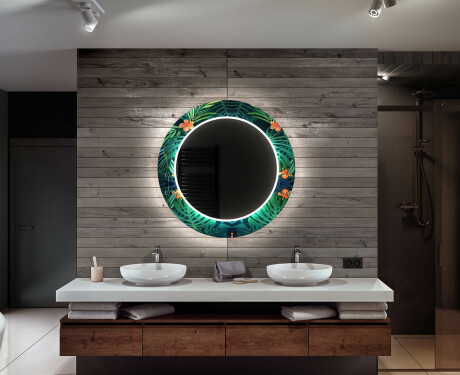 Et Rundt Dekorativt Speil Med Led-belysning Til Barnerom - Tropical #12