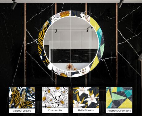 Rundt Dekorativt Speil Med LED-belysning Til Spisestue - Marble Pattern #6