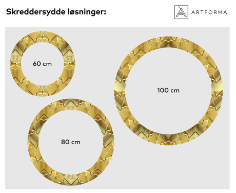 Rundt Dekorativt Speil Med LED-belysning Til Spisestue - Gold Triangles #2