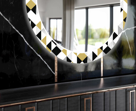 Rundt Dekorativt Speil Med LED-belysning Til Spisestue - Geometric Patterns #11