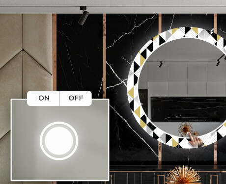 Rundt Dekorativt Speil Med LED-belysning Til Spisestue - Geometric Patterns #4