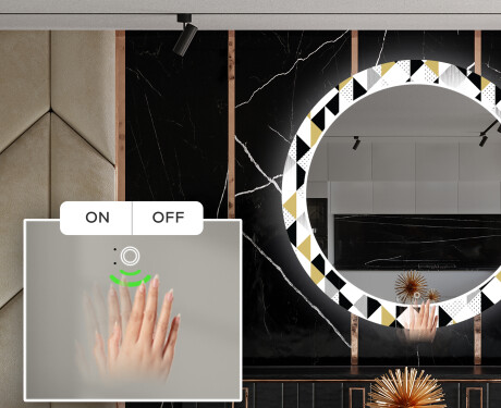 Rundt Dekorativt Speil Med LED-belysning Til Spisestue - Geometric Patterns #5