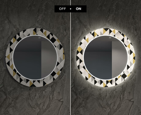 Rundt Dekorativt Speil Med LED-belysning Til Spisestue - Geometric Patterns #7