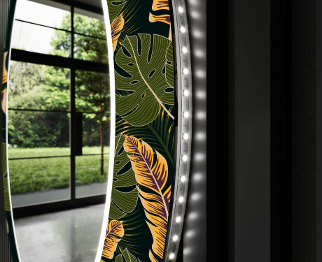 Rundt Dekorativt Speil Med LED-belysning Til Spisestue - Botanical Flowers #11