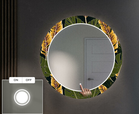 Rundt Dekorativt Speil Med LED-belysning Til Spisestue - Botanical Flowers #4