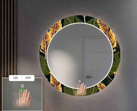 Rundt Dekorativt Speil Med LED-belysning Til Spisestue - Botanical Flowers #5