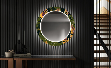 Rundt Dekorativt Speil Med LED-belysning Til Spisestue - Botanical Flowers