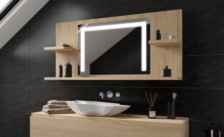 Belyst Spejl Med Hylder LED L11