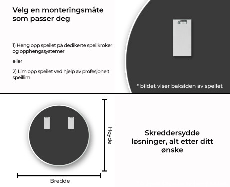 Runde dekorativt speil på vegg L175 #13