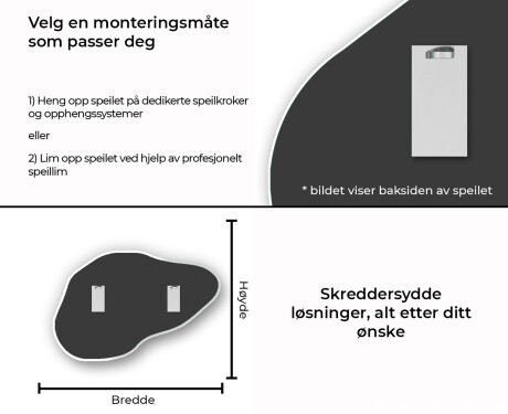 Asymmetriske dekorativt speil på vegg L180 #13