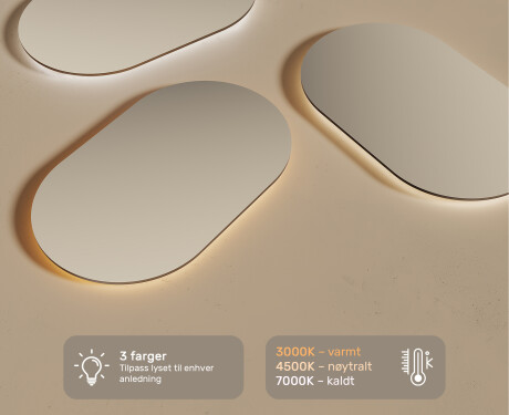 Speil Med Lys 50x80cm med kaldt LED-lys 7000K, varmt lys 3000K eller nøytralt lys 4500K #3