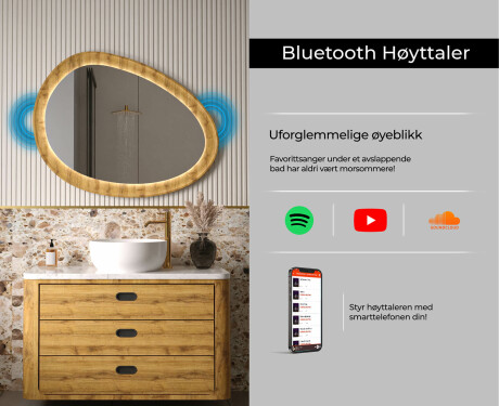 Uregelmessig speil i eikeramme med LED-belysning #7
