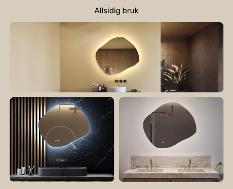 Baderomsspeil med belysning, tofarget, berøringsbryter, varmematte #2