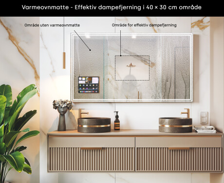 Rektangulært Smart LED Apple Speil med Displine L57 Ramme #7
