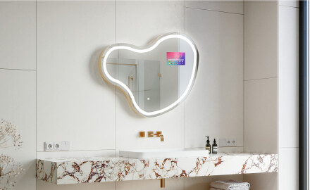 Uregelmessig speil med lys LED SMART N223 Google