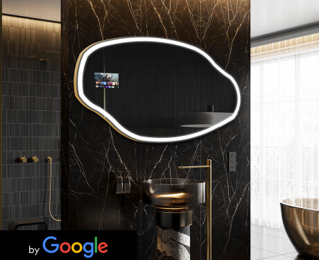 Uregelmessig speil med lys LED SMART O222 Google