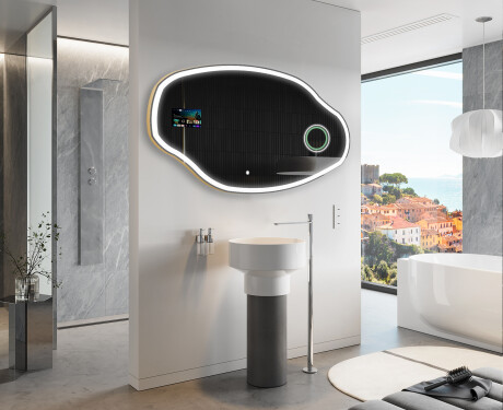Uregelmessig speil med lys LED SMART O222 Google #10
