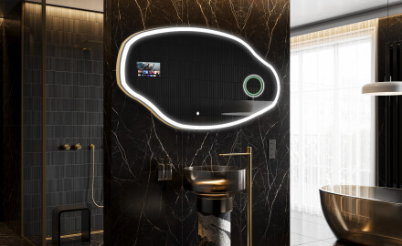 Uregelmessig speil med lys LED SMART O222 Google
